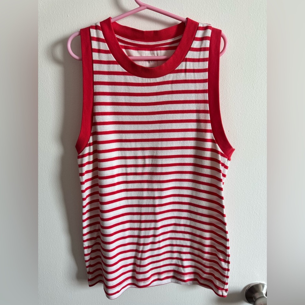 GAP Red and White Striped Tank Top